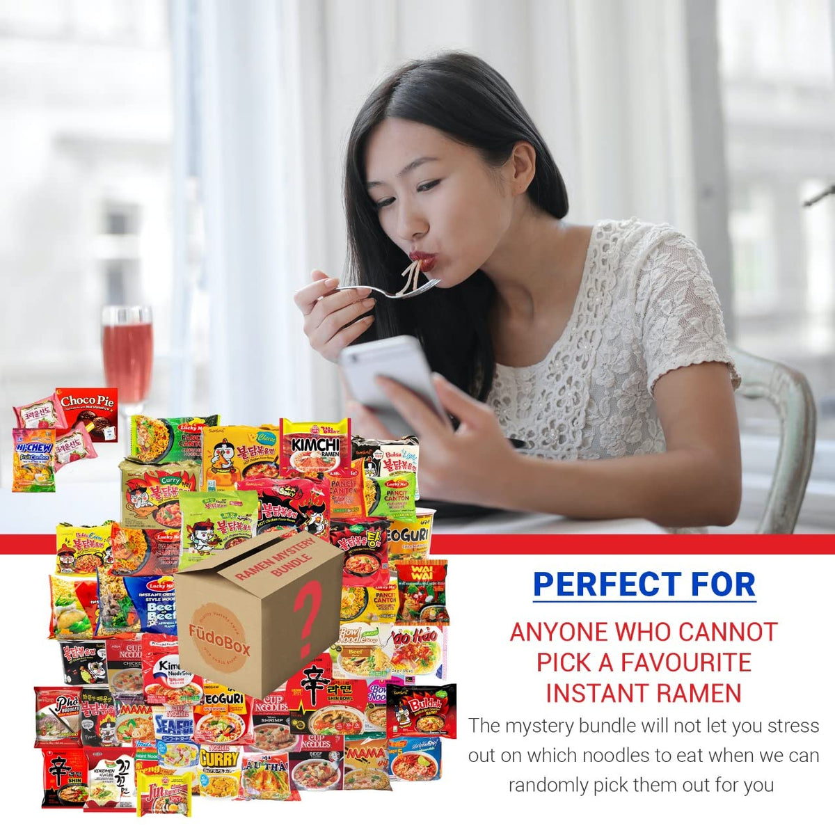 Ideal college care package with ramen to satisfy late-night study cravings