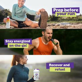 Diverse runners using Fuel Goods RunnerBox contents in different workouts