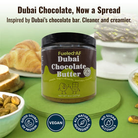 Spoonful of Fueled by AF Dubai Chocolate Spread highlighting creamy texture and nutty aroma