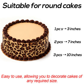 Fukaisu leopard border strip is easy to apply for elegant cake sides.