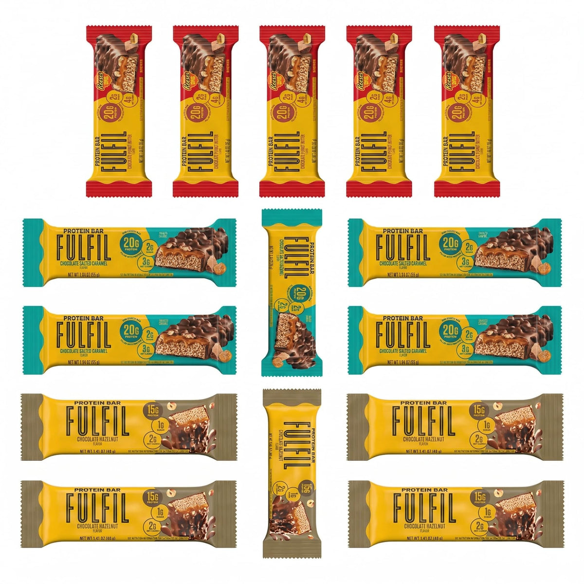 Fulfil Chocolate Hazelnut bars close-up showing nutty texture and chocolate coating