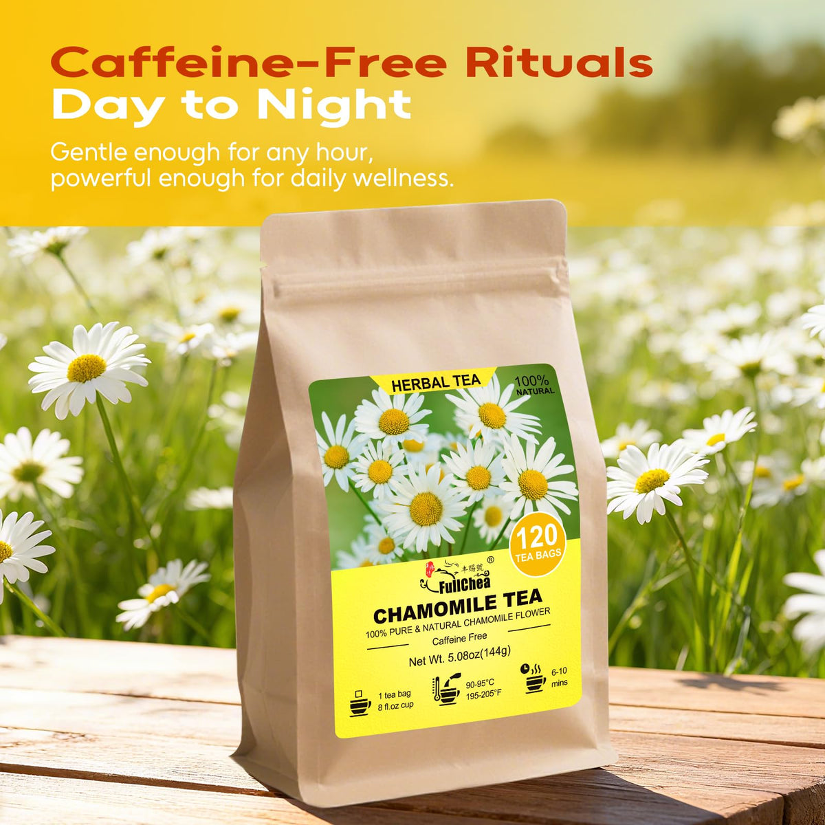 FullChea chamomile dried flowers; natural aroma for calming tea moments.