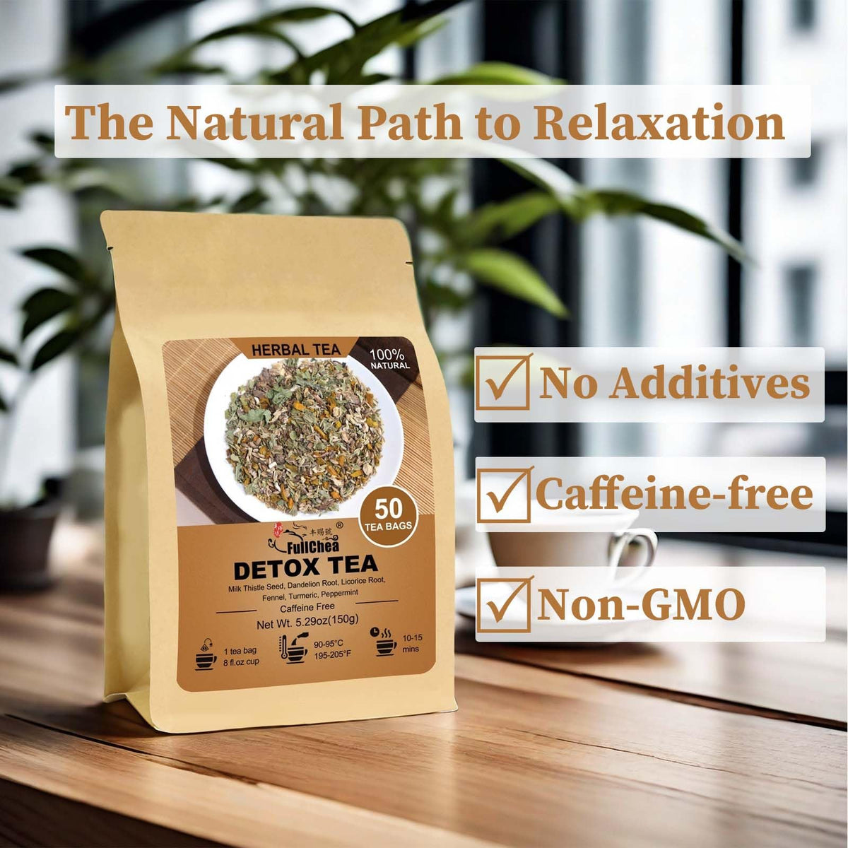 FullChea herbal blend includes milk thistle, dandelion, licorice, turmeric