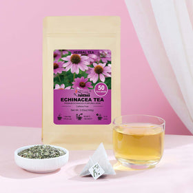 FullChea Echinacea Tea brew pour demonstrates easy steeping for a cozy moment