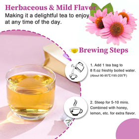FullChea Echinacea Tea cup steaming invites a relaxing ritual with warm aroma