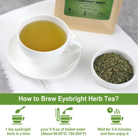 Brewing FullChea Eyebright Tea in a cup delivers a refreshing, grassy aroma.