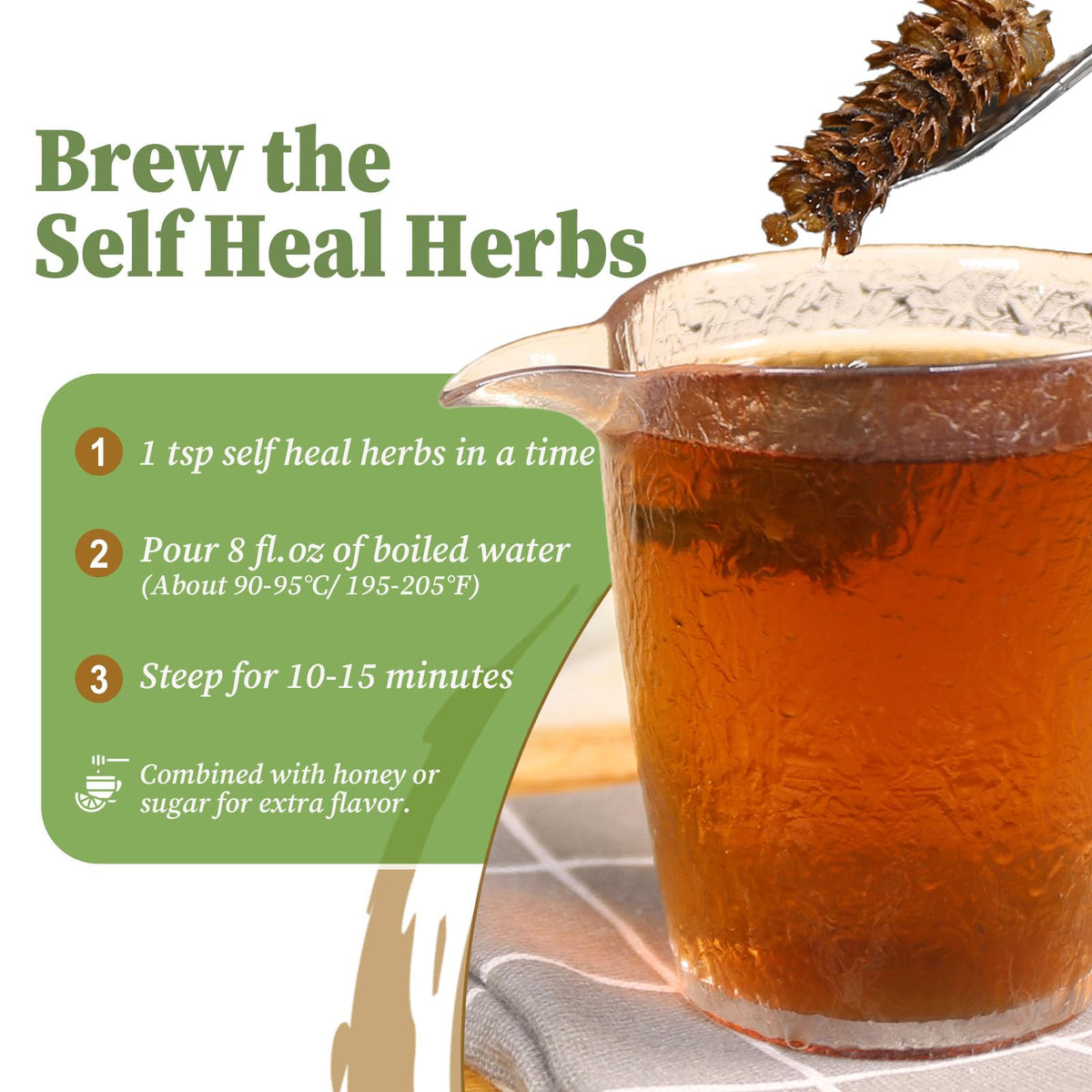 FullChea Herbal tea packaging emphasizes natural origins and care.