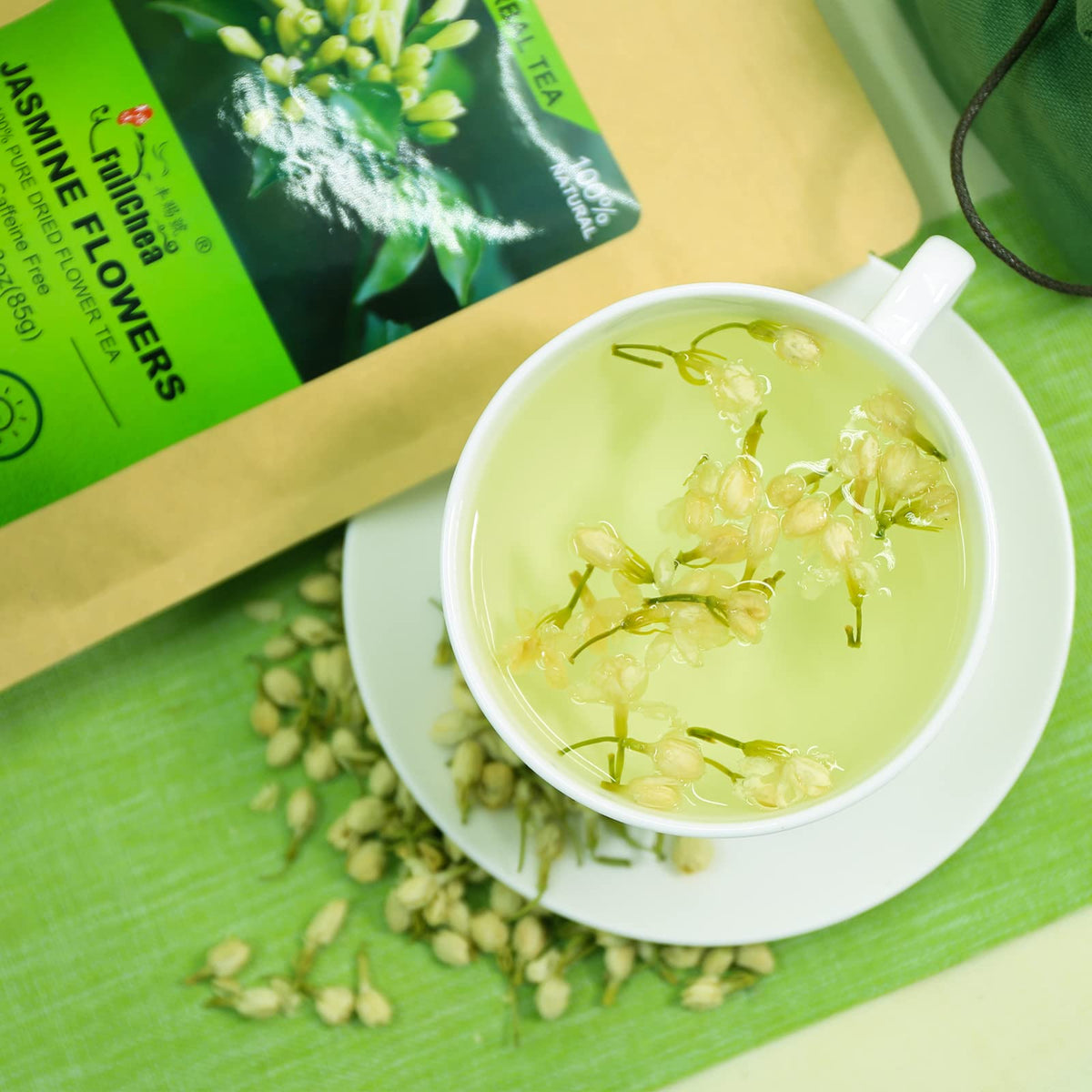 FullChea jasmine packaging highlights premium culinary-grade product.