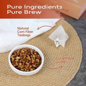 FullChea Jujube tea bags made with natural corn fiber.