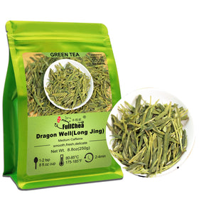 FullChea Longjing dragonwell tea leaves show vivid aroma.