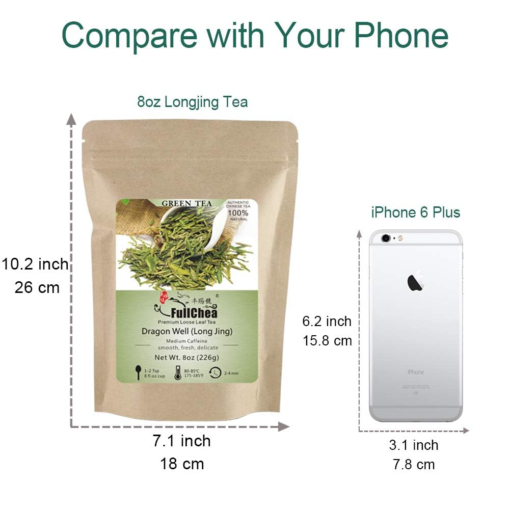 FullChea Longjing tea brew shows a golden jade color and delicate aroma