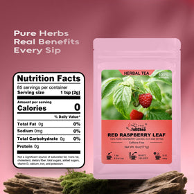 FullChea red raspberry leaf tea brewed cup with amber infusion