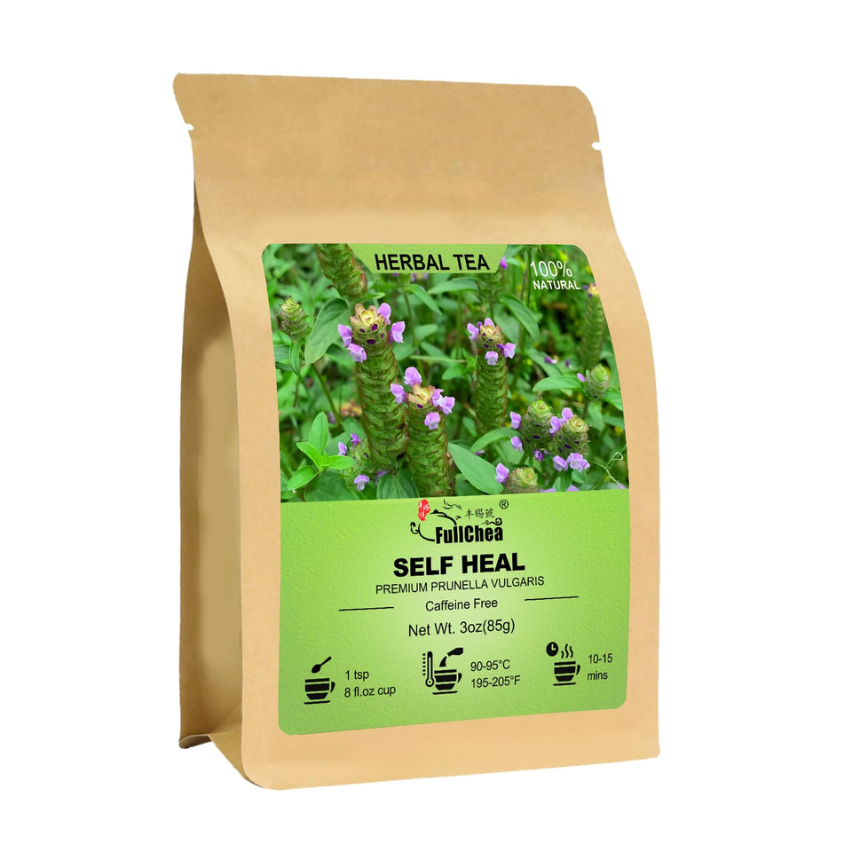FullChea Self-Heal loose-leaf tea in a tin, ideal for daily rituals.