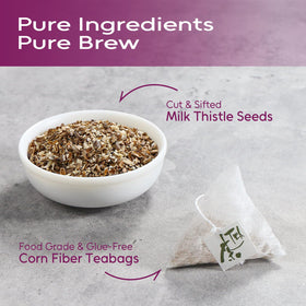 Steeped FullChea milk thistle tea cup invites a calming, caffeine-free break.