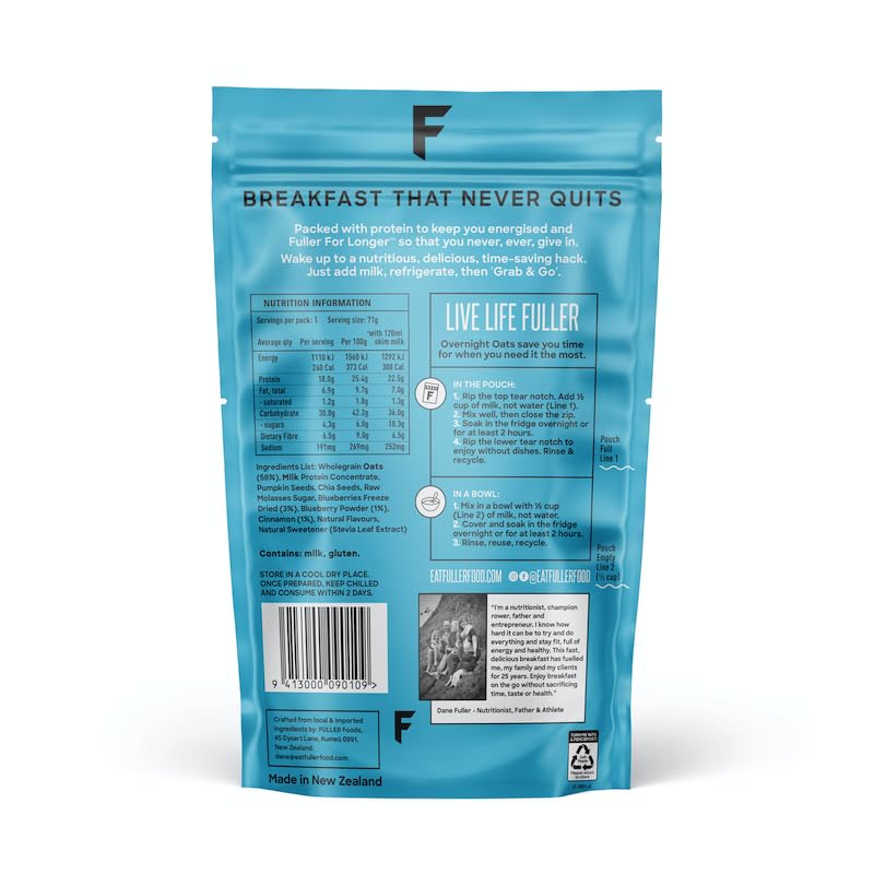 FULLER Overnight oats prepared with water for a simple morning meal