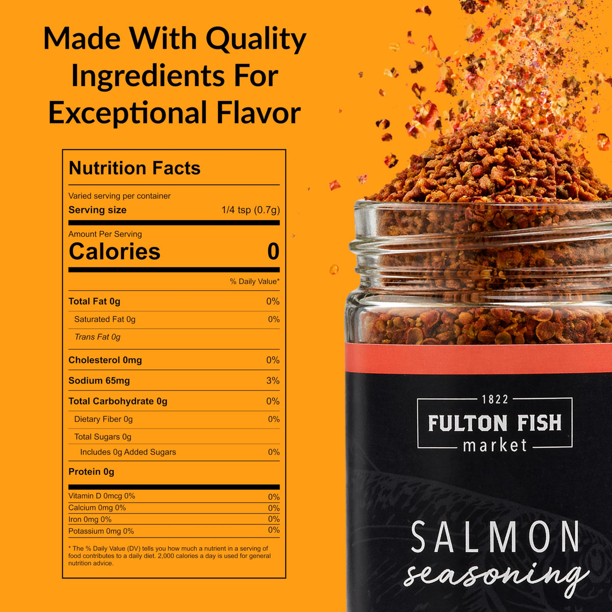2.5 oz bottle of Fulton Fish Market Salmon Seasoning for weeknight meals