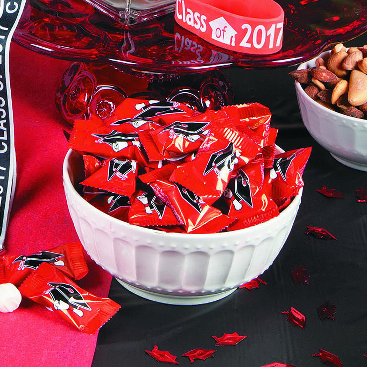 Fun Express butter mints red wrappers close-up highlighting soft texture