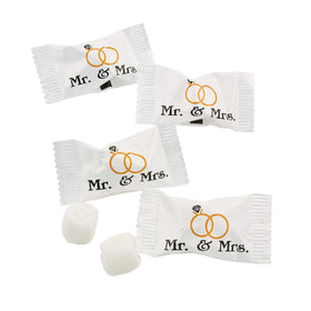 Fun Express Mr and Mrs buttermints with elegant wrapper design, ideal for wedding favors.