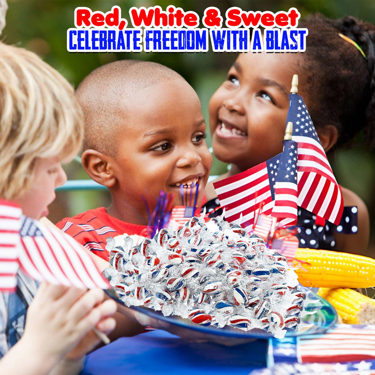 Fun Express peppermint candies in a dish for a festive candy centerpiece.