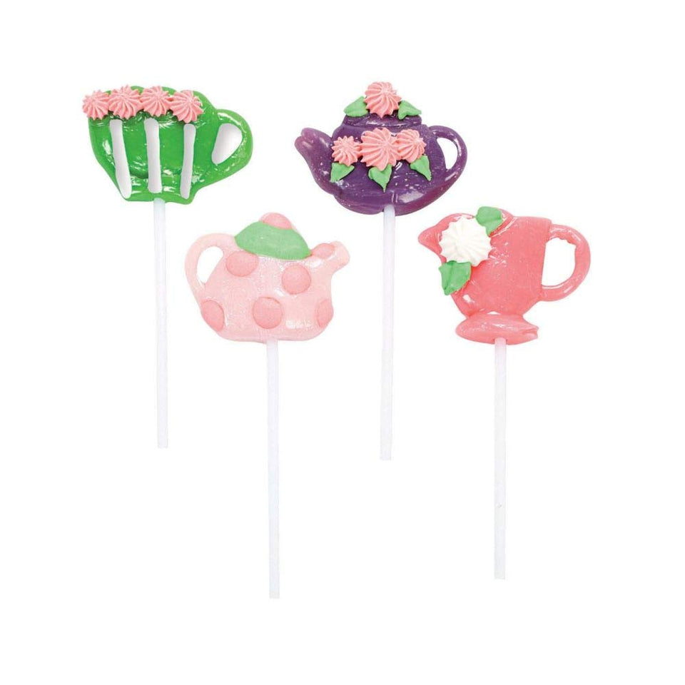 Fun Express Tea Party Lollipops with floral swirl design for elegant candy buffets and favors