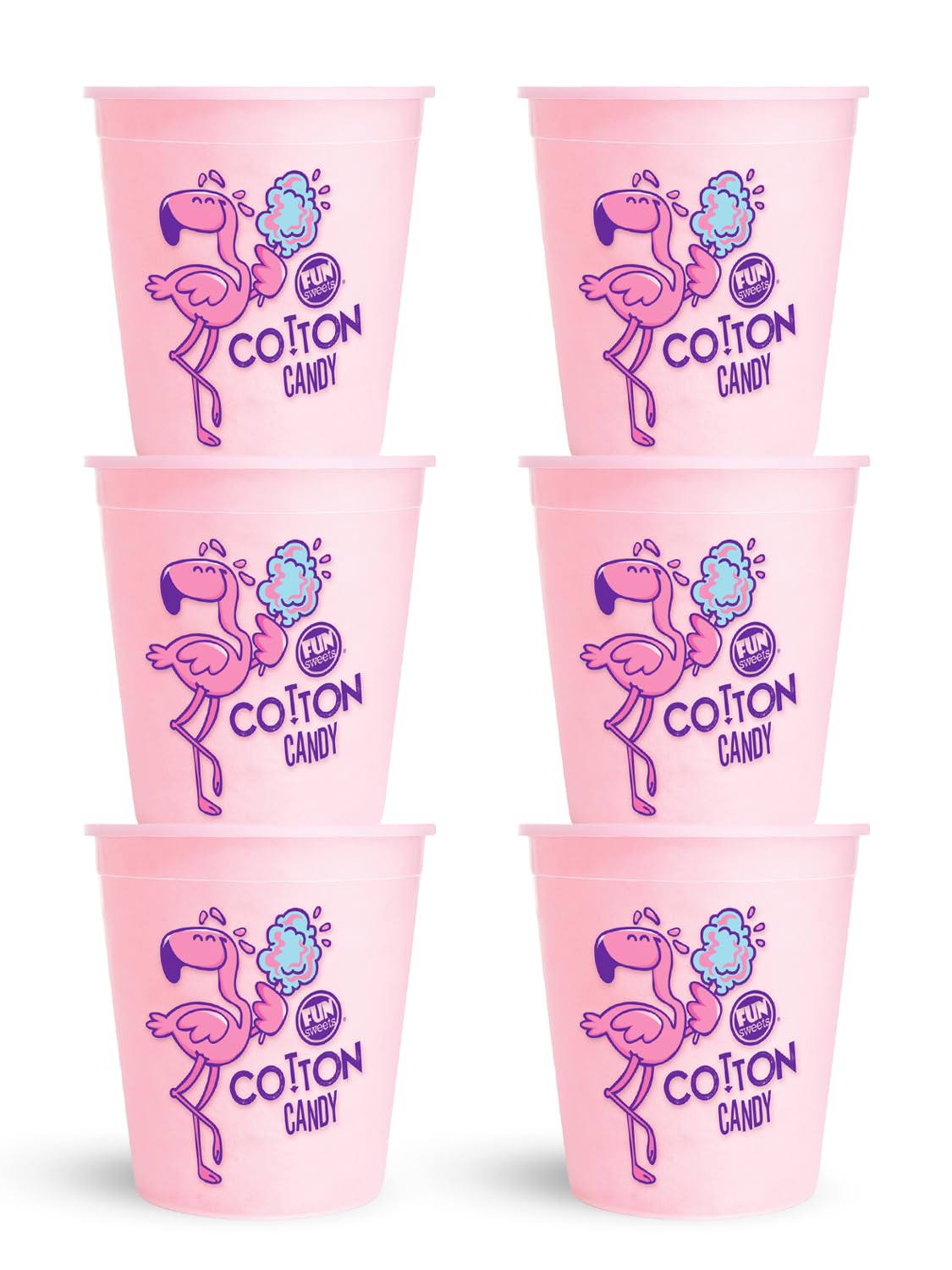 Fun Sweets Cotton Candy pink tub close-up for portable party treats.