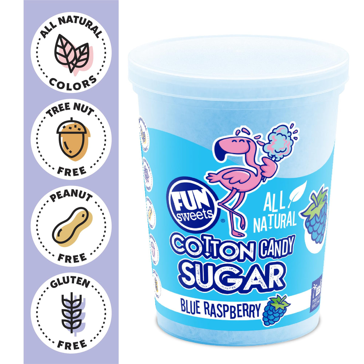 Fun Sweets cherry flavor sugar close-up, ideal for classic carnival treats.