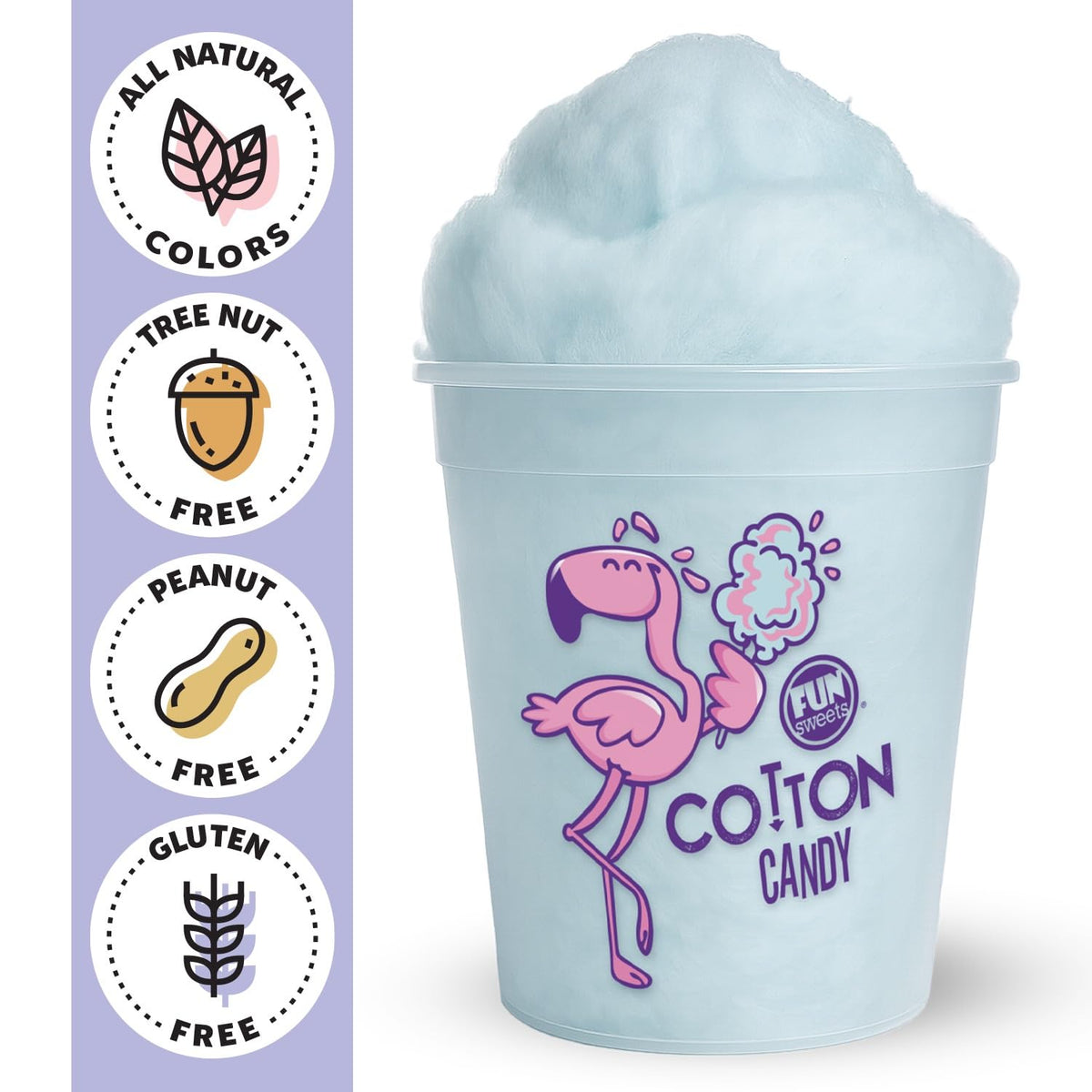 Fun Sweets individually wrapped cotton candy tubs for easy serving