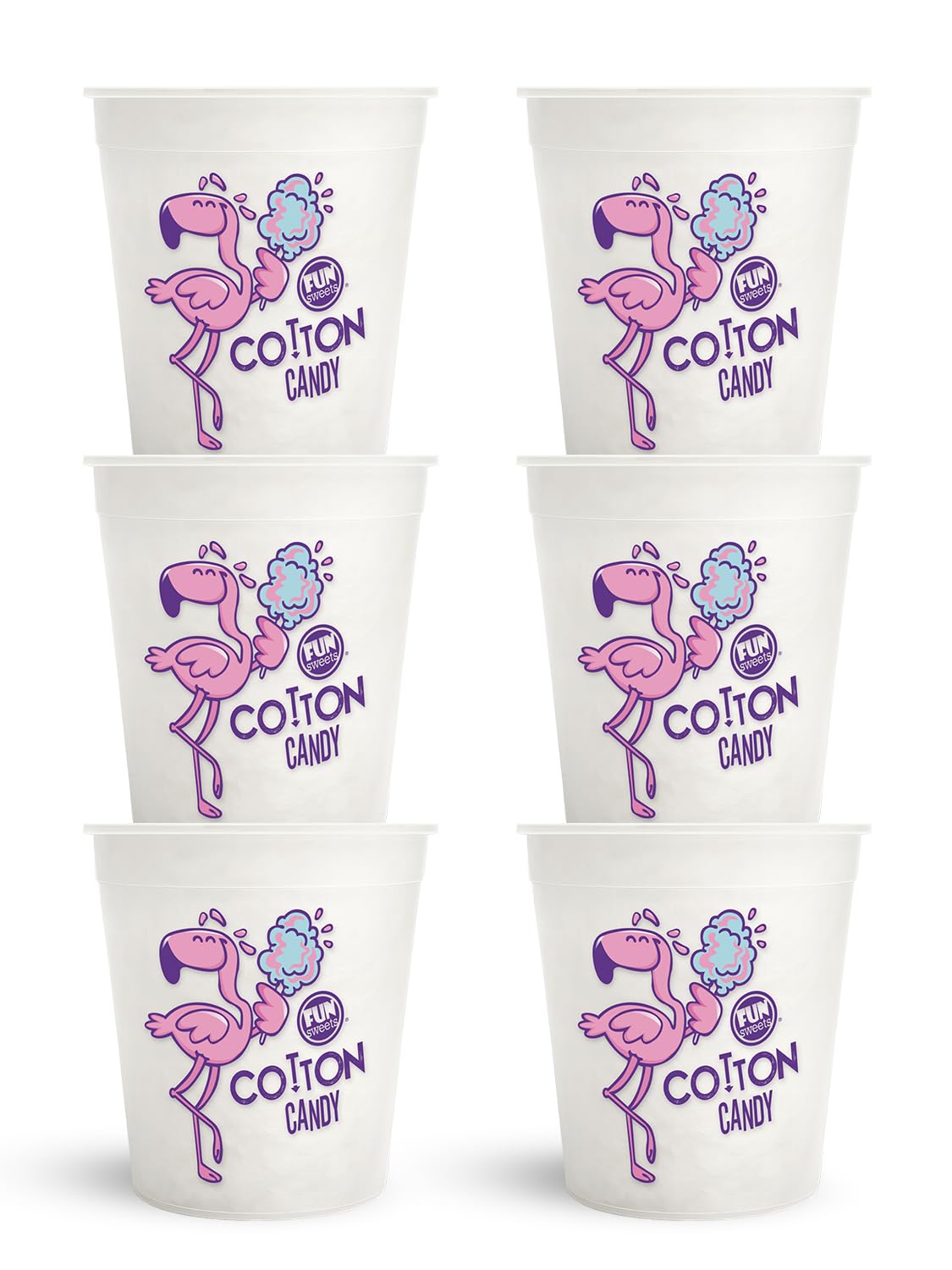 Fun Sweets vanilla cotton candy tub showing pure white fluff for elegant wedding displays.