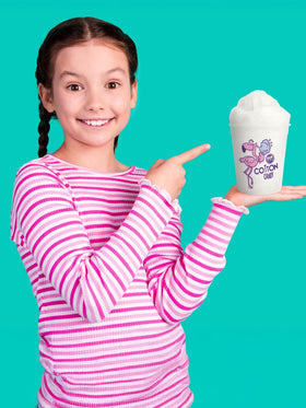 Fun Sweets vanilla cotton candy tub packs six servings for easy gifting.