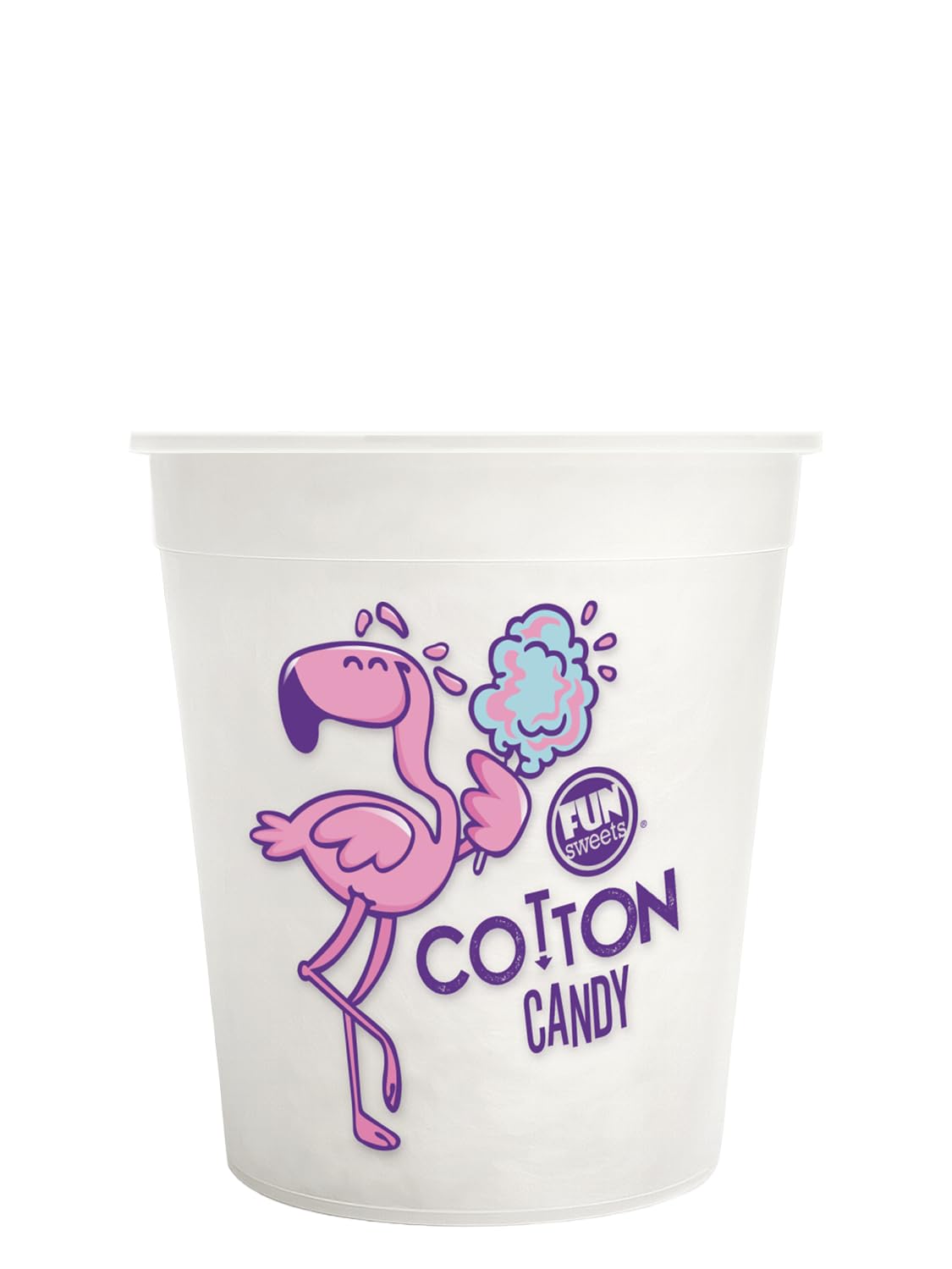 Fun Sweets vanilla cotton candy tub provides convenient, mess-free party favors.