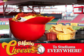 FUNacho Nacho Cheese Sauce on a hot dog, convenient topping idea