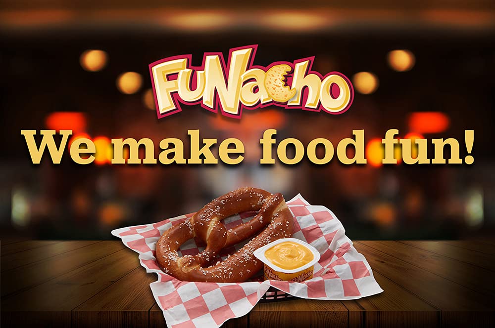 FUNacho sauce served with pretzels for a savory snack pairing