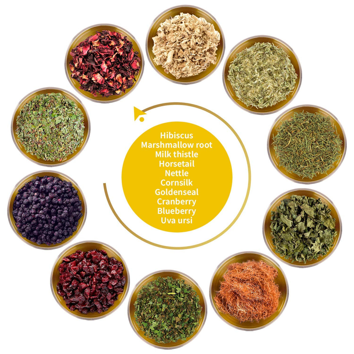 FunctionaliQi Flush tea label closeup; premium herb blend with marshmallow root.