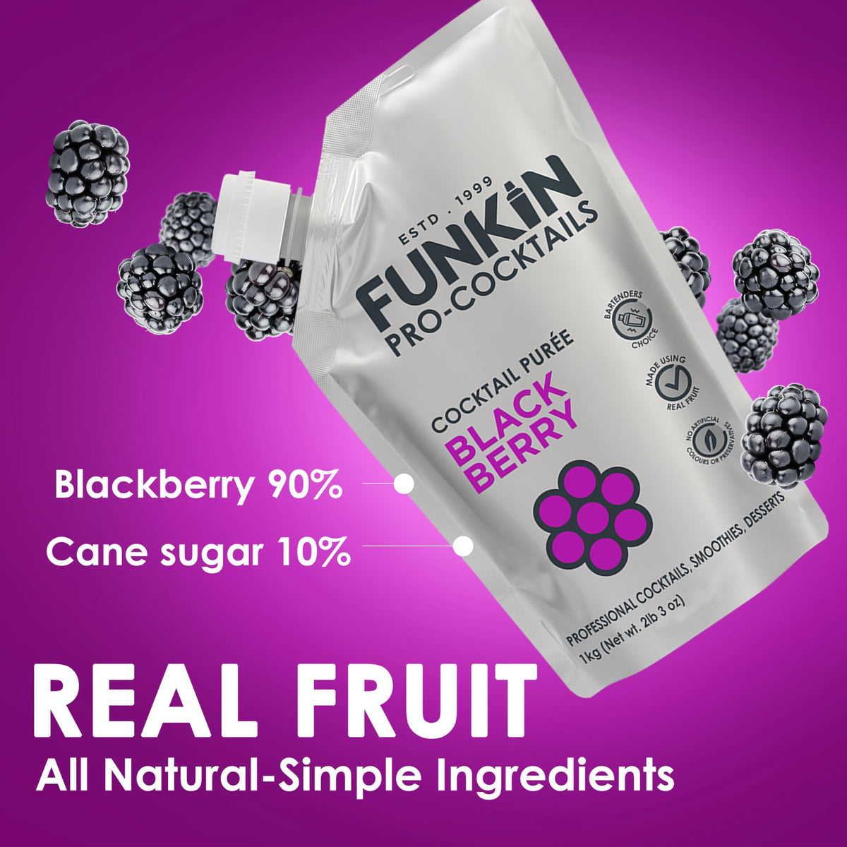 Funkin Blackberry puree closeup shows rich natural texture