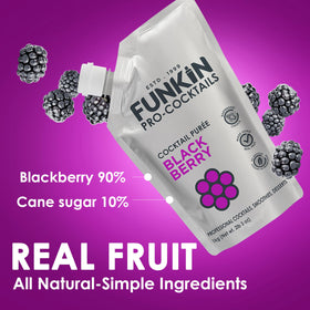 Funkin Blackberry puree closeup shows rich natural texture