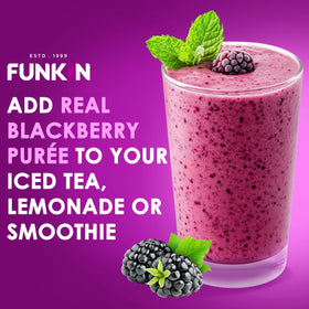 Funkin Blackberry smoothie served with puree highlight natural flavor