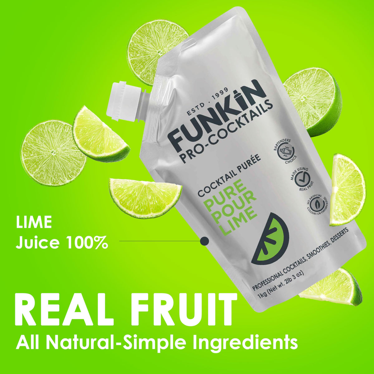 Funkin Lime puree cocktail setup showcases vibrant citrus aroma