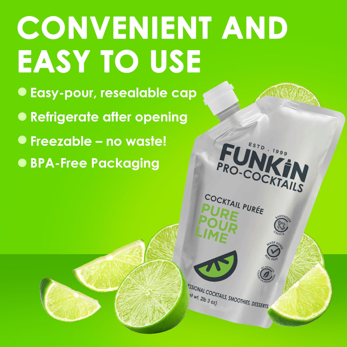 Funkin Lime puree glass-serve for finished drinks