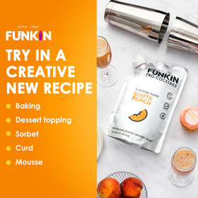 BPA-free resealable packaging of Funkin Fruit Puree for convenient use