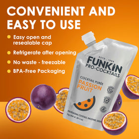 Funkin Passion Fruit Puree makes a smooth dessert topping.