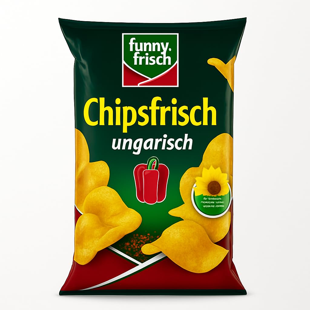 Funny-Frisch Chipsfrisch Ungarisch bag front showing authentic paprika flavor for snacking
