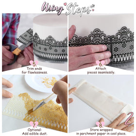 Funshowcase versatile edible lace for wedding or birthday cake decor