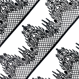 FUNSHOWCASE edible lace border black enhances cake texture and elegance.
