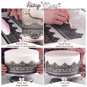 FUNSHOWCASE ivory white lace adds vintage texture to desserts.