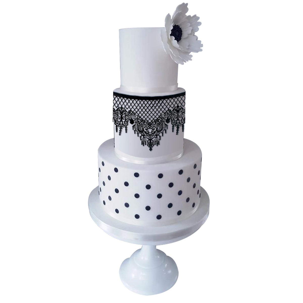 FUNSHOWCASE fondant lace bow edible black for decorative accents.
