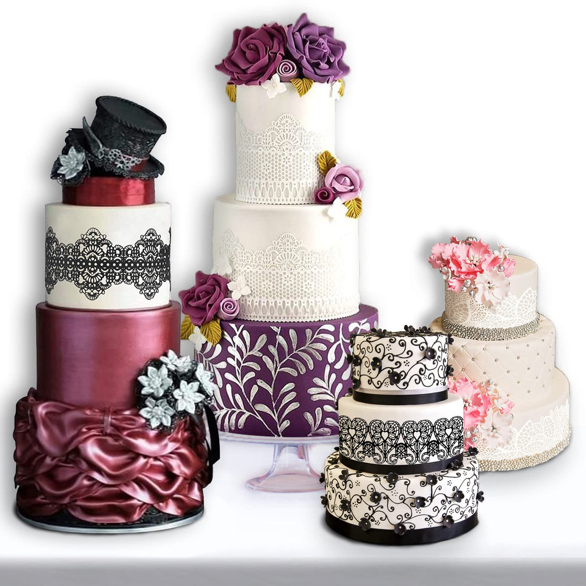 Funshowcase lace bow on fondant for delicate wedding cake accents