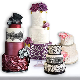 Funshowcase lace bow on fondant for delicate wedding cake accents