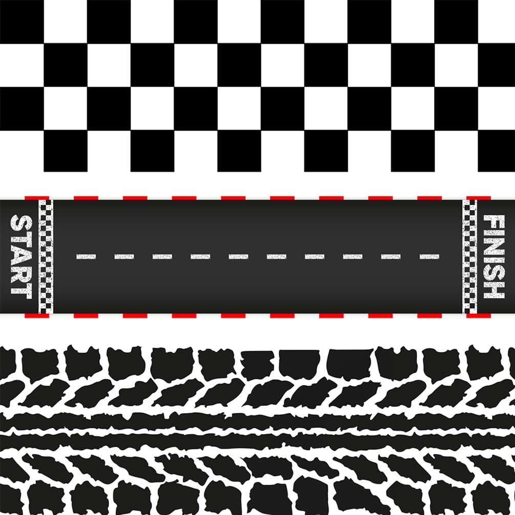 FUNSHOWCASE race car wrap with checkered flag design for cake decoration.