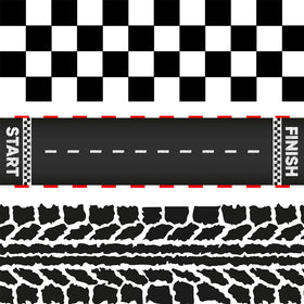 FUNSHOWCASE race car wrap with checkered flag design for cake decoration.