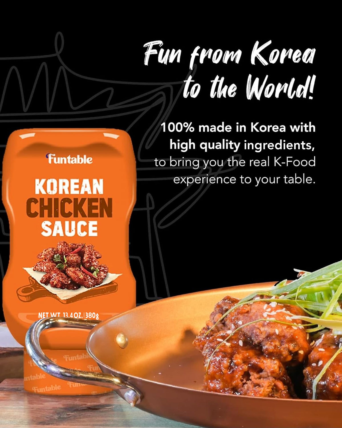 Dipping fries with Funtable Korean Chicken Sauce for tangy flavor
